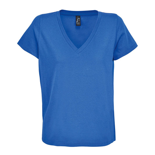 Royal Blue - Front - SOLS Womens-Ladies Regent V Neck T-Shirt
