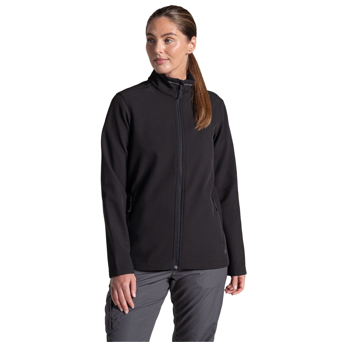 Black - Side - Craghoppers Expert Womens-Ladies Basecamp ll Soft Shell Jacket
