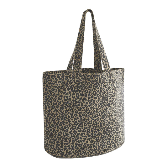 Beige-Black - Front - Westford Mill Leopard Print 29L Shopper