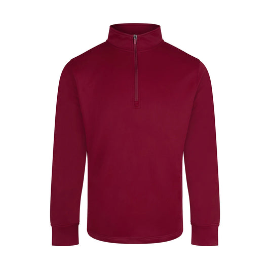 Burgundy - Front - Finden & Hales Unisex Adult Quarter Zip Tracksuit Top