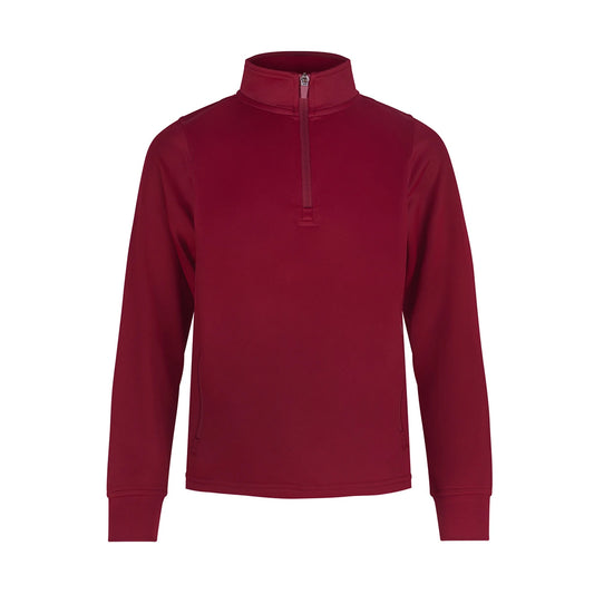 Burgundy - Front - Finden & Hales Childrens-Kids Quarter Zip Tracksuit Top