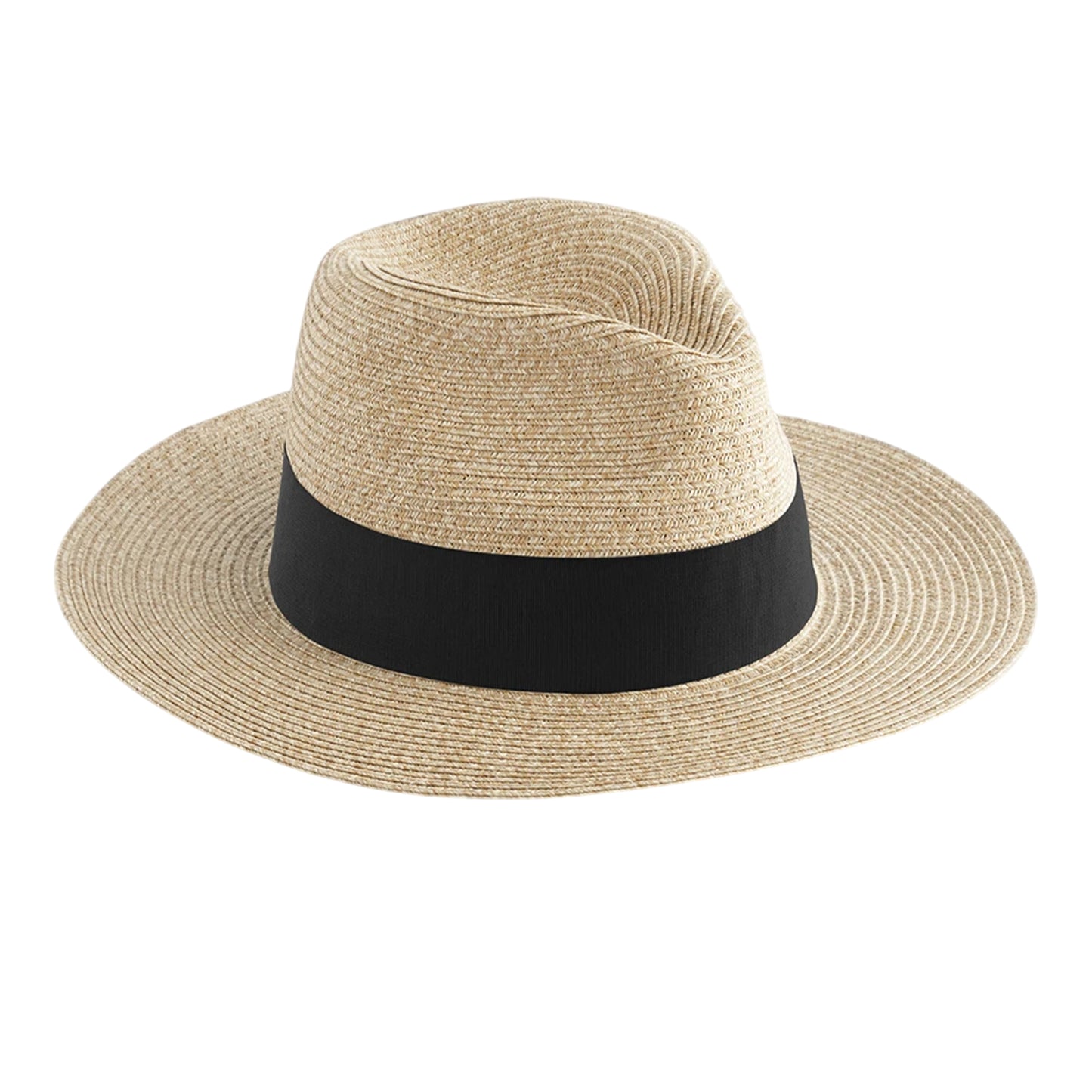 Natural-Black - Back - Beechfield Contrast Straw Fedora