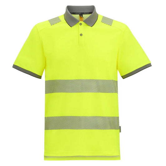 Black-Yellow - Front - Regatta Professional Mens Pro Comfort Hi-Vis Polo Shirt
