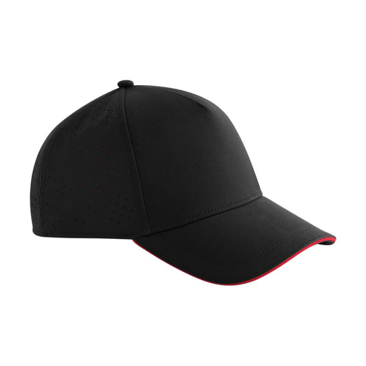 Black-Red - Front - Beechfield Accelerate Baseball Cap