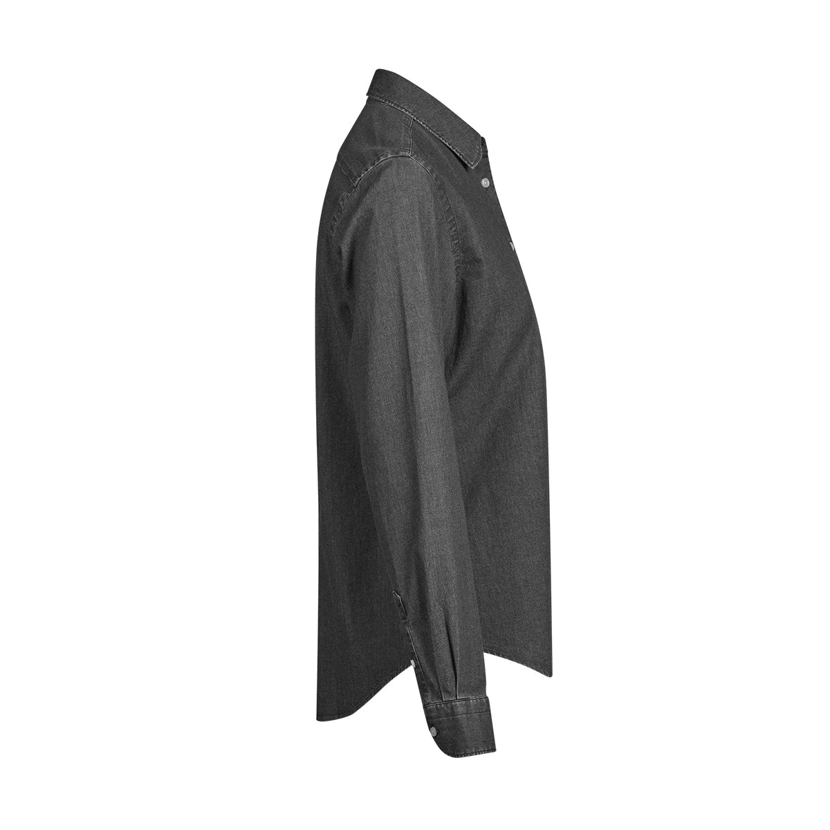 Black Denim - Side - Tee Jays Womens-Ladies Denim Long-Sleeved Shirt