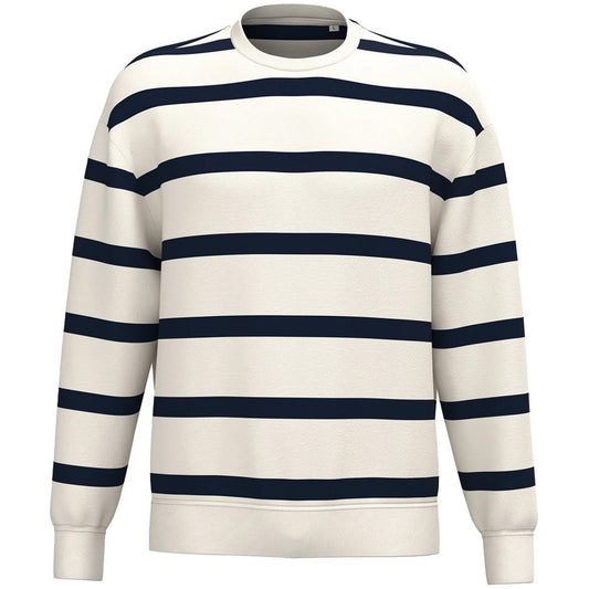 Ivory-Navy - Front - Native Spirit Unisex Adult Striped Sweatshirt