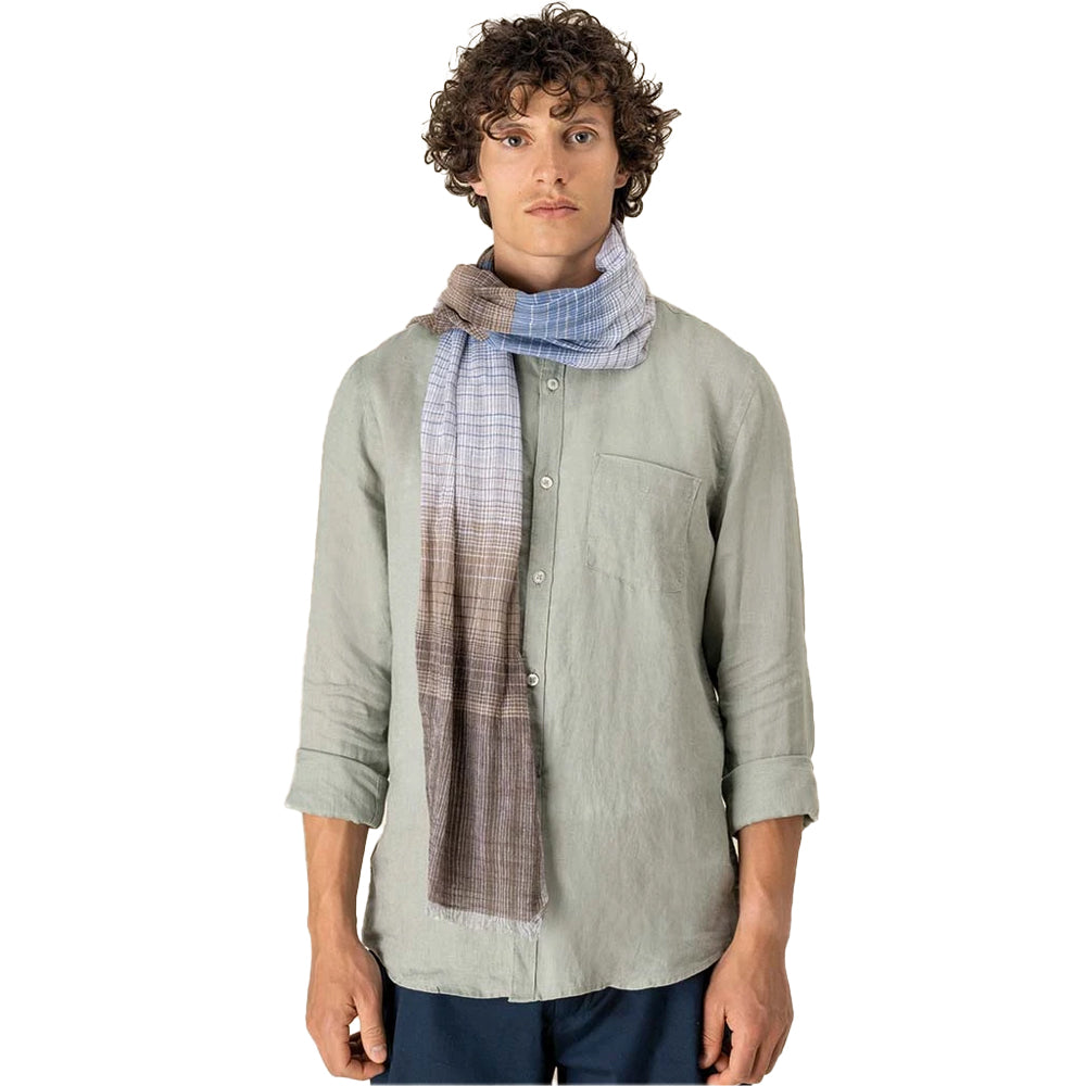 Blue-Brown-Grey - Side - Spasso Double Stripe Scarf