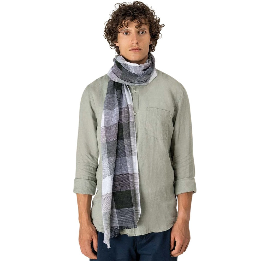 Green - Side - Spasso Checked Cotton Scarf