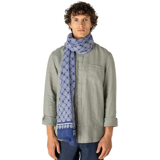 Blue - Front - Spasso Floral Mosaic Scarf
