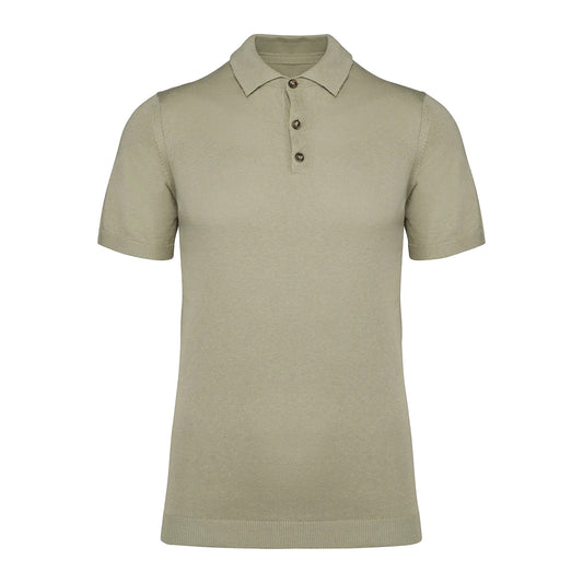Organic Khaki - Front - Spasso Mens Knitted Polo Shirt