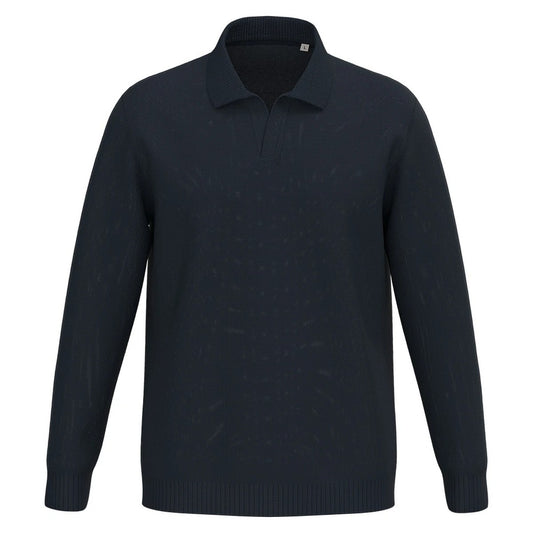 Navy - Front - Spasso Mens Polo Neck Jumper