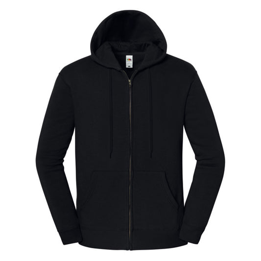 Black - Front - Fruit of the Loom Mens Iconic Premium Hooded Sweat Jacket
