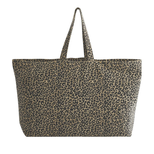 Leopard - Front - Westford Mill Leopard Print Canvas Oversized 35L Tote Bag