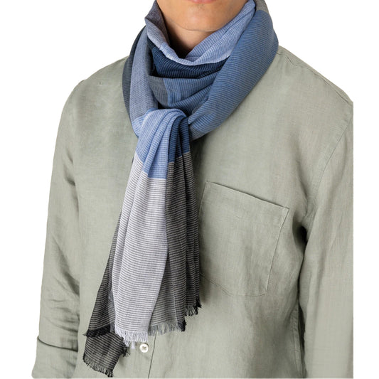 Grey-Blue - Front - Spasso Unisex Adult Checked Woven Scarf