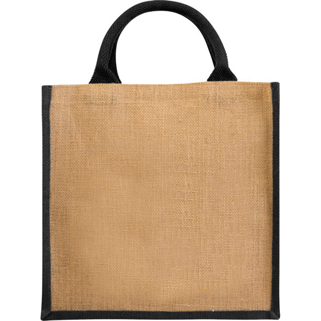 Natural-Solid Black - Back - Bullet Chennai Jute Gift Tote