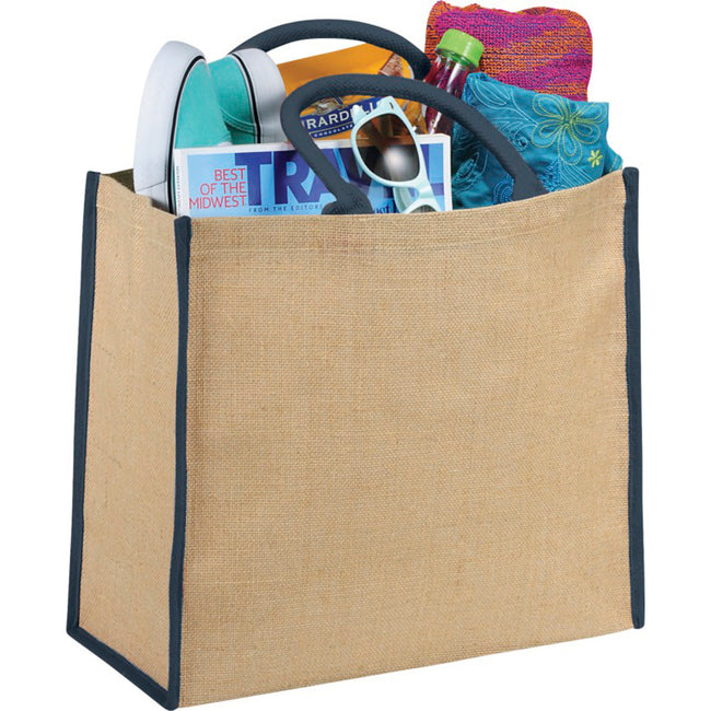 Natural-Navy - Side - Bullet The Large Jute Tote
