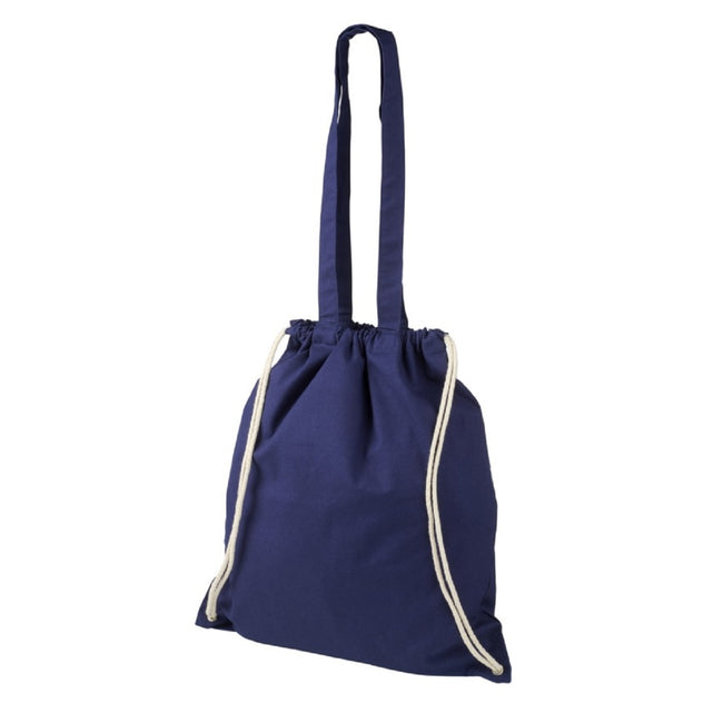 Navy - Back - Bullet Eliza Cotton Drawstring Bag