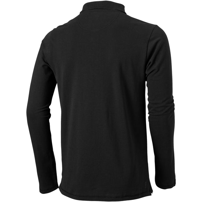 Solid Black - Back - Elevate Mens Oakville Long Sleeve Polo Shirt