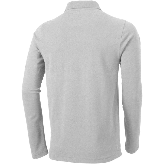 Grey Melange - Back - Elevate Mens Oakville Long Sleeve Polo Shirt