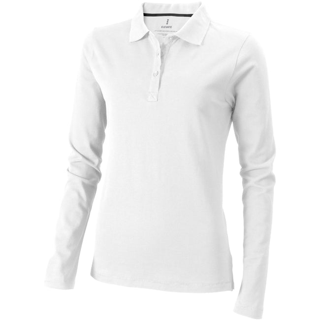 White - Front - Elevate Oakville Long Sleeve Ladies Polo Shirt