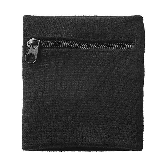 Solid Black - Back - Bullet Brisky Sweatband With Zipper (Pack of 2)