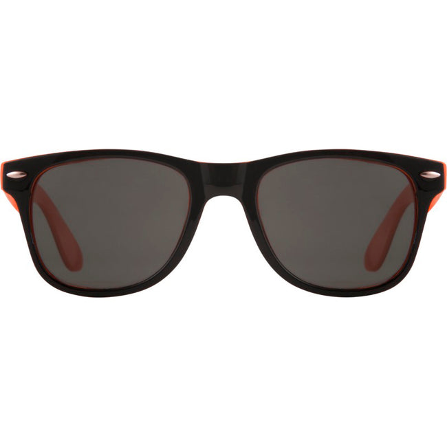 Orange-Solid Black - Back - Bullet Sun Ray Sunglasses - Black With Colour Pop