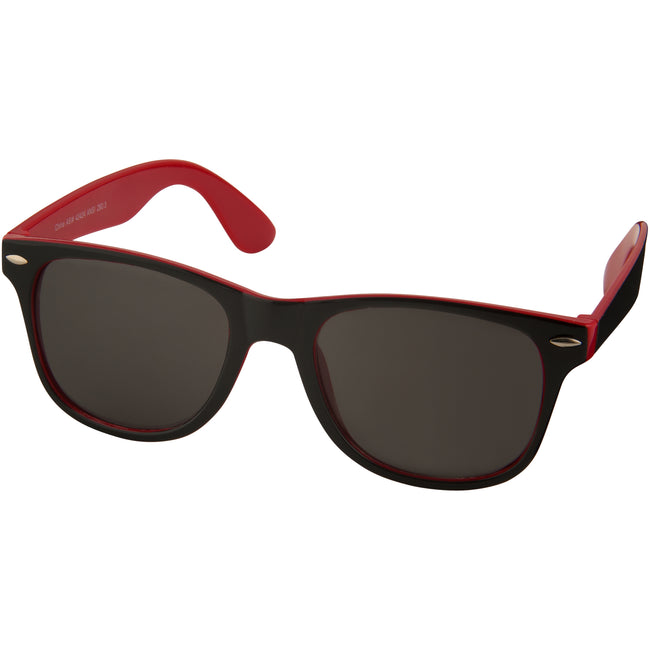 Red-Solid Black - Front - Bullet Sun Ray Sunglasses - Black With Colour Pop