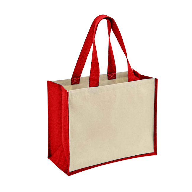 Red - Front - Bullet Varai Canvas-Jute Shopping Tote Bag
