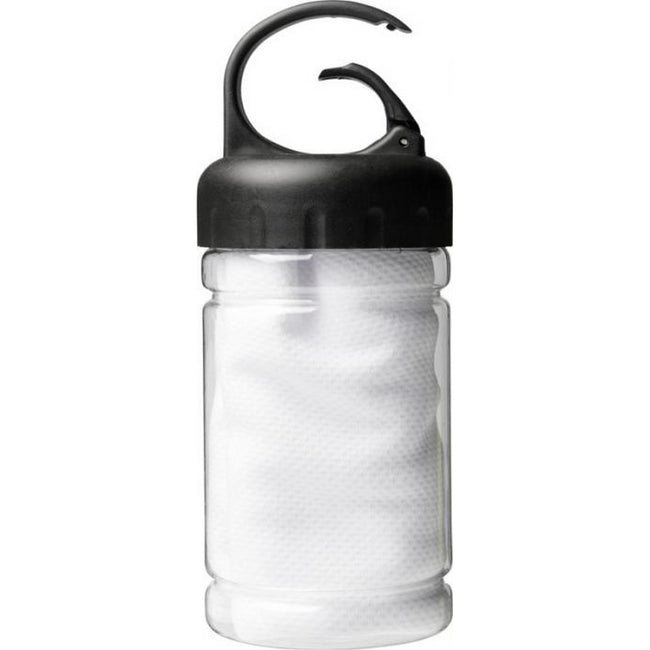 White - Front - Bullet Remy Cooling Towel in PET Container