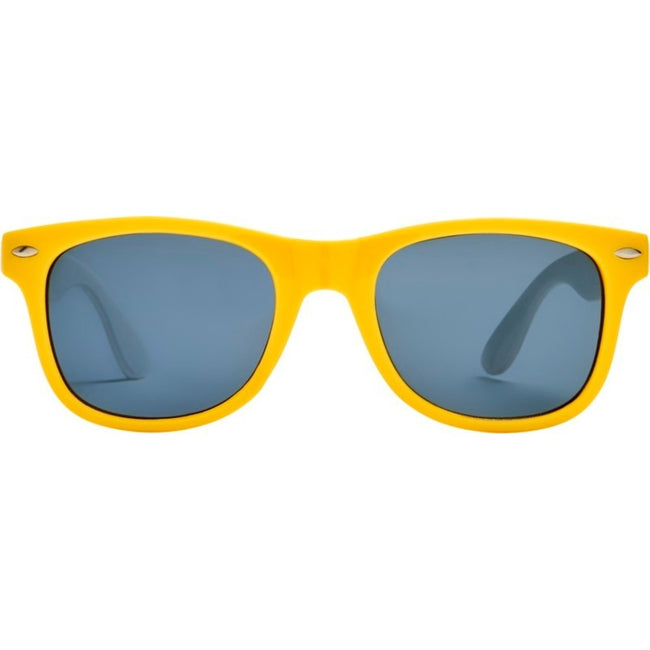 Yellow-White - Pack Shot - Bullet Unisex Adult Sun Ray Colour Block Sunglasses