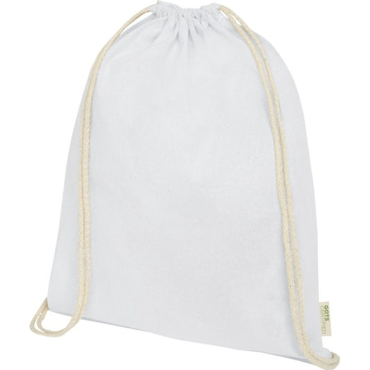 White - Front - Bullet Orissa Organic Cotton Drawstring Bag