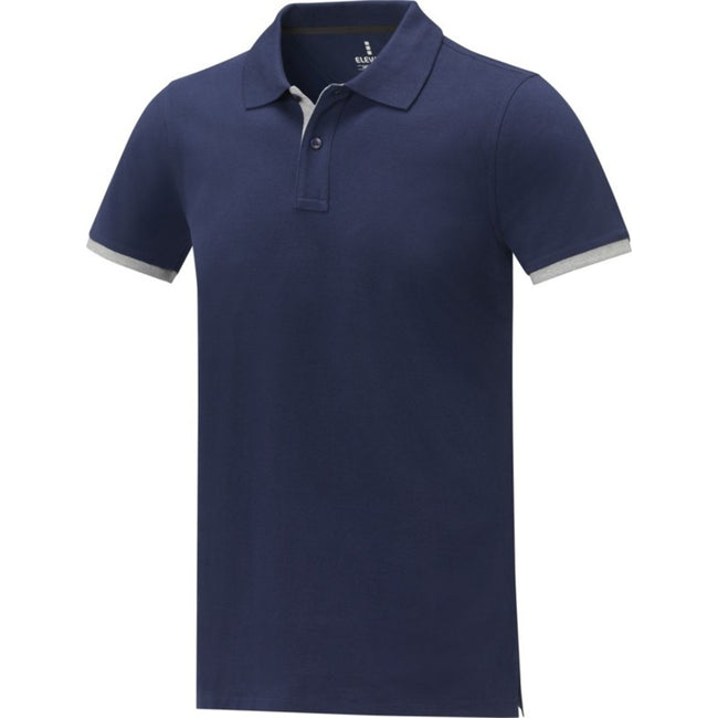 Navy - Side - Elevate Mens Morgan Short-Sleeved Polo Shirt