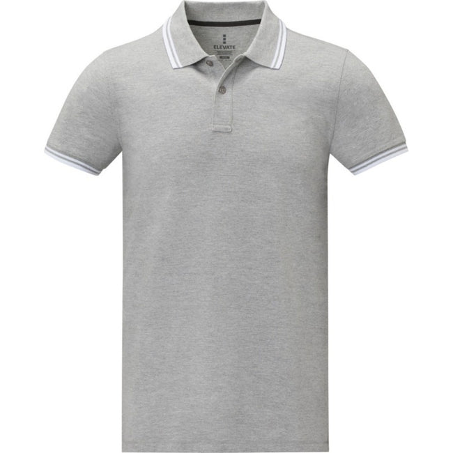 Heather Grey - Front - Elevate Mens Amarago Short-Sleeved Polo Shirt