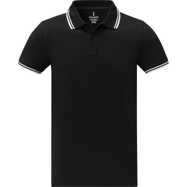 Solid Black - Front - Elevate Mens Amarago Short-Sleeved Polo Shirt