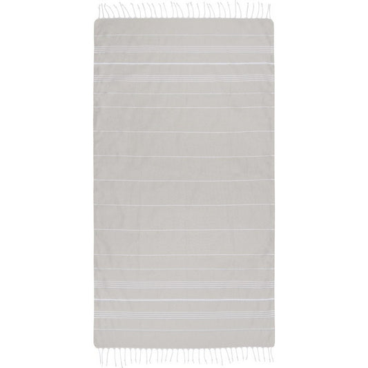 Beige - Front - Anna Hammam Striped Cotton Beach Towel