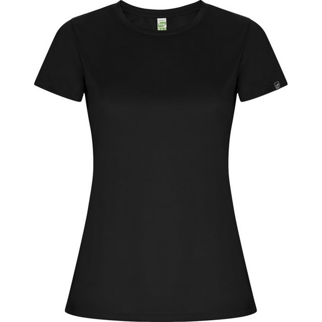 Solid Black - Front - Roly Womens-Ladies Imola Sports T-Shirt