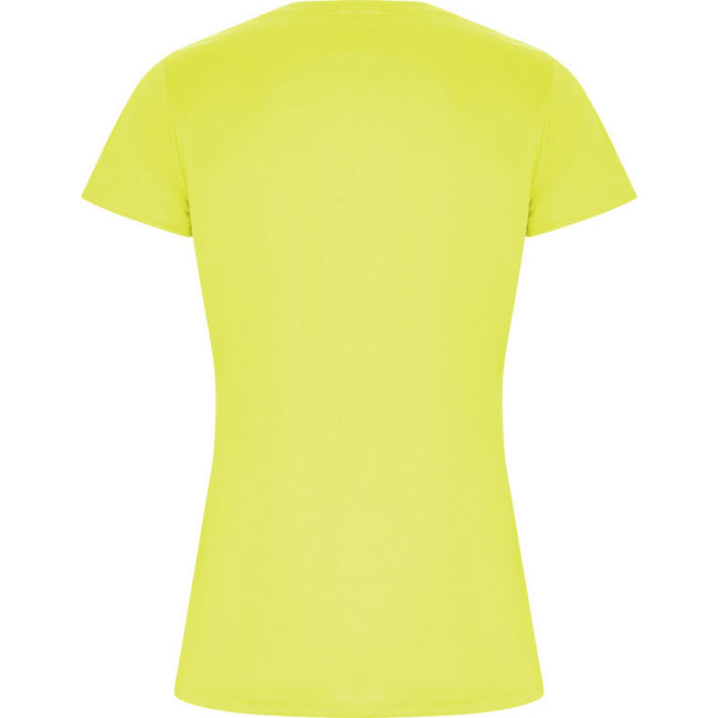 Fluorescent Yellow - Back - Roly Womens-Ladies Imola Sports T-Shirt