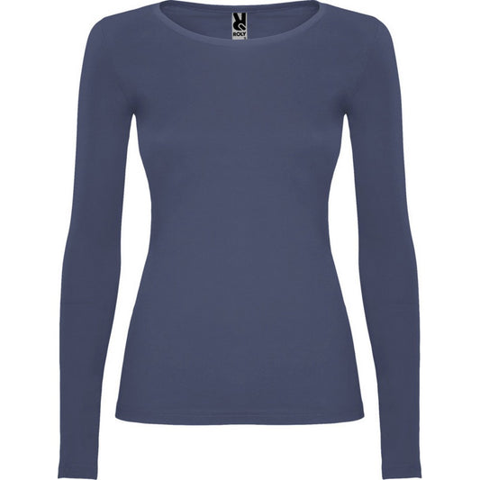 Blue Denim - Front - Roly Womens-Ladies Extreme Long-Sleeved T-Shirt
