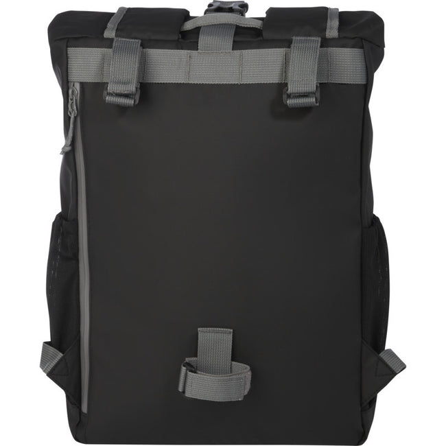 Solid Black - Side - Aqua Roll Top Recycled Water Resistant 20L Bike Bag