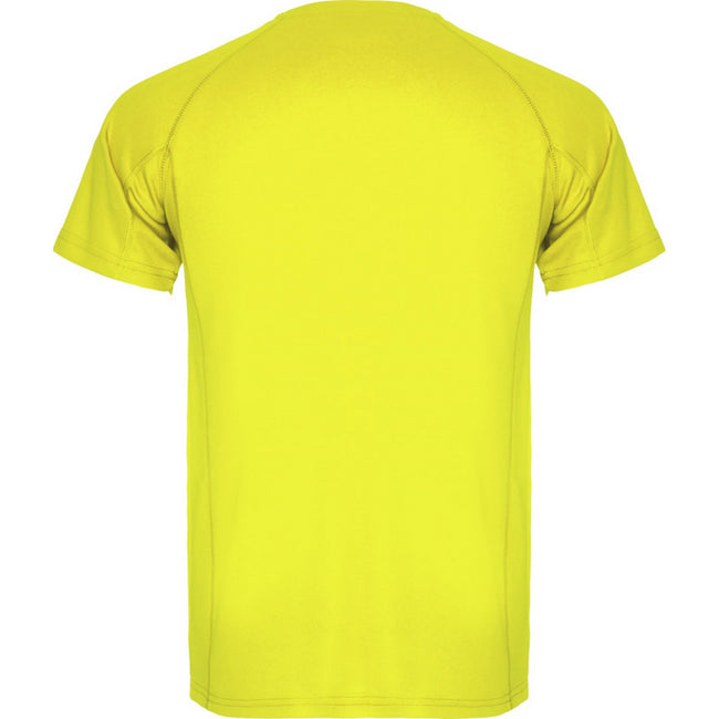 Fluro Yellow - Back - Roly Childrens-Kids Montecarlo Sports T-Shirt