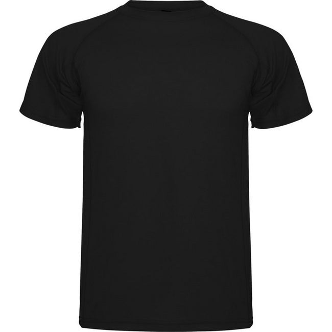 Solid Black - Back - Roly Childrens-Kids Montecarlo Sports T-Shirt