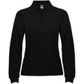 Solid Black - Front - Roly Womens-Ladies Estrella Long-Sleeved Polo Shirt