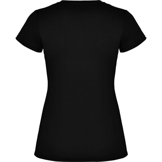 Solid Black - Back - Roly Womens-Ladies Montecarlo Short-Sleeved Sports T-Shirt