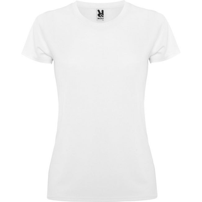 White - Front - Roly Womens-Ladies Montecarlo Short-Sleeved Sports T-Shirt