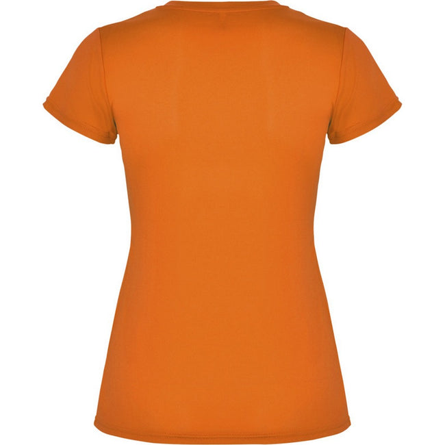 Fluorescent Orange - Back - Roly Womens-Ladies Montecarlo Short-Sleeved Sports T-Shirt