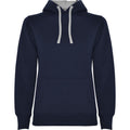 Navy Blue-Grey Marl - Front - Roly Womens-Ladies Urban Hoodie