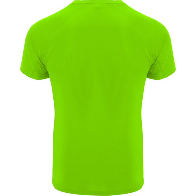 Fluorescent Green - Back - Roly Mens Bahrain Short-Sleeved Sports T-Shirt