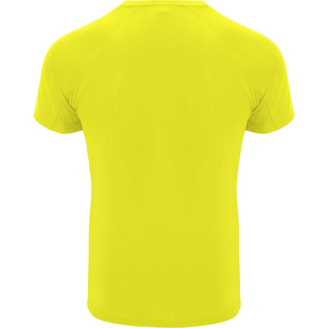 Fluorescent Yellow - Back - Roly Mens Bahrain Short-Sleeved Sports T-Shirt