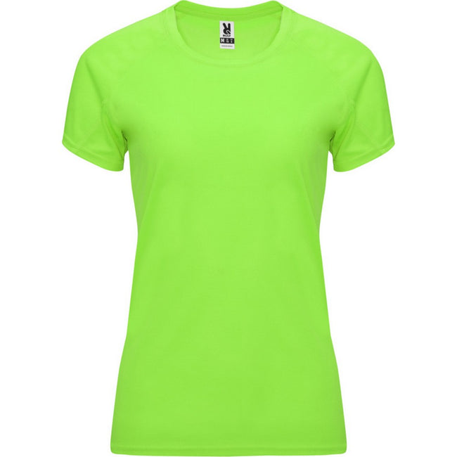 Fluorescent Green - Front - Roly Womens-Ladies Bahrain Short-Sleeved Sports T-Shirt