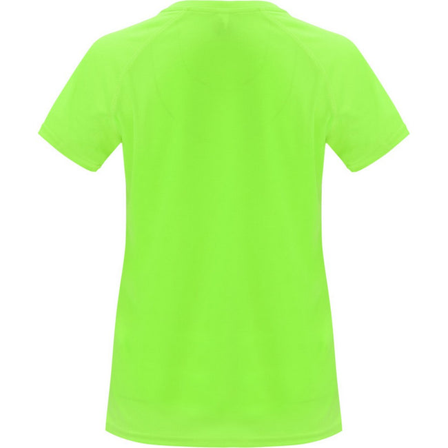 Fluorescent Green - Back - Roly Womens-Ladies Bahrain Short-Sleeved Sports T-Shirt